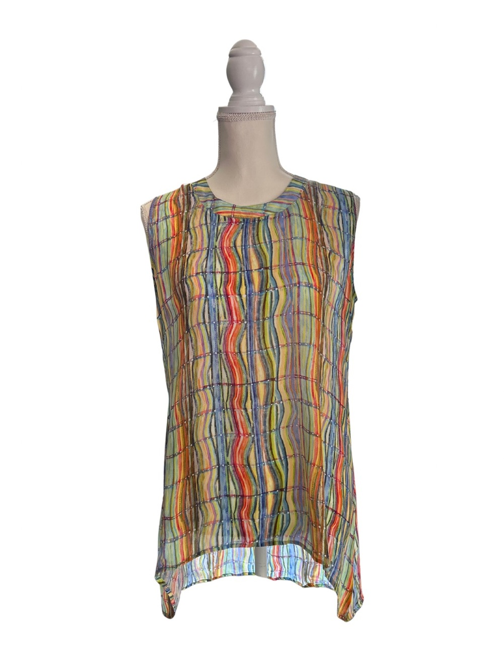 APNY Multicolor Striped Sleeveless Tunic Tank Top - Women M